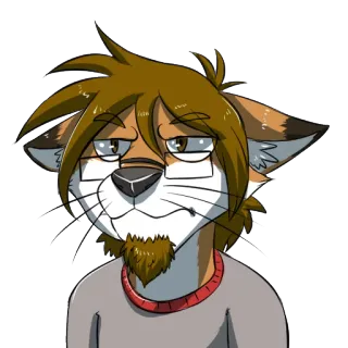 😑 a746c8e4 퍼리, 의인화, 만화, 캐릭터, 남성, 안경, 여우, 편안한 telegram sticker