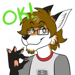 👌 cbe1f228 OK! 퍼리, 여우, OK, 손 제스처, 동물, 의인화, 만화 telegram sticker