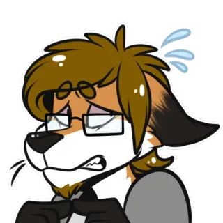 😧 d06287bf 퍼리, 의인화, 여우, 불안, 땀, 초조, 걱정, 만화 telegram sticker