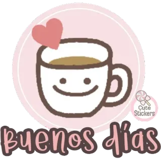 🤗 ee9d5b44 buenos días 咖啡, 杯子, 爱心, 早上好, 可爱, 贴纸, 饮料, 问候 telegram sticker