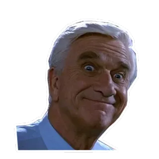 😃 70ce1002 Frank Drebin Naked Gun Leslie Nielsen, Frank Drebin, Una pallottola spuntata, commedia, polizia, film, faccia buffa telegram sticker