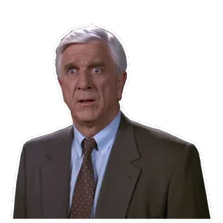 😨 84bfd7bf Leslie Nielsen The Naked Gun divertente, commedia, sorpreso, faccia, uomo, attore, leslie nielsen telegram sticker