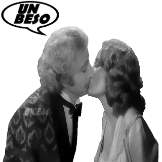 😘 1997f848 UN BESO kiss, love, romance, affection, vintage, man, woman telegram sticker