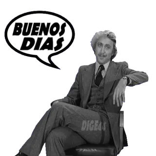 🛏 f36aacaa BUENOS DIAS greetings, good morning, spanish, man, sitting telegram sticker