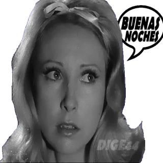 🛌 ff5ce30a BUENAS NOCHES good night, spanish, greeting, woman, blonde telegram sticker