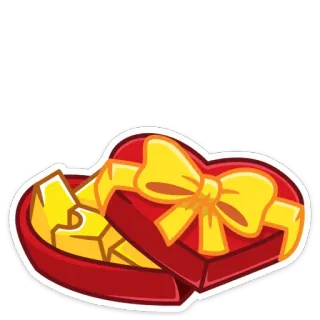 💝 16e4fb21 hart, doos, cadeau, goud, lint, liefde, geschenk telegram sticker