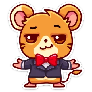🤵 3f5ea487 muis, cartoon, dier, personage, vlinderdas, pak, schattig telegram sticker