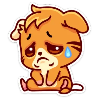 😢 407b5651 verdrietig, puppy, tranen, huilen, cartoon, dier, schattig telegram sticker