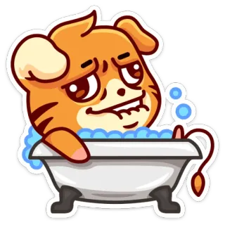 🛀 7992fdc6 hond, bad, bubbels, cartoon, schattig, dier telegram sticker
