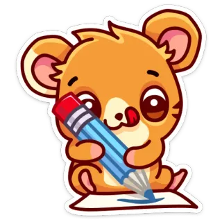 ✍ a403e9bd cartoon, dier, beer, potlood, tekening, schattig, schrijven, papier telegram sticker