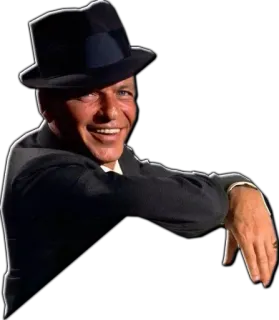 😄 45a3bbaf Frank Sinatra penyanyi, topi, setelan, penghibur, jazz, musik telegram sticker