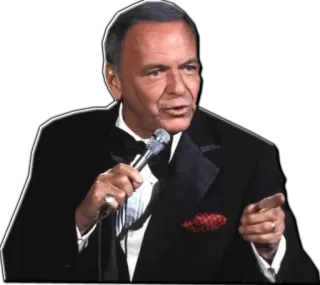 🎤 8ebf53ae Frank Sinatra Frank Sinatra, penyanyi, mikrofon, jas, pertunjukan, musik, hiburan telegram sticker