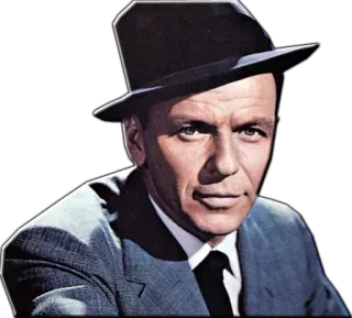 😏 8ef5da4b Frank Sinatra penyanyi, aktor, musik, vintage, fedora, pria telegram sticker