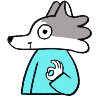 👌 206c6cd2 sticker, dessin animé, animal, loup, personnage, geste ok whatsapp sticker