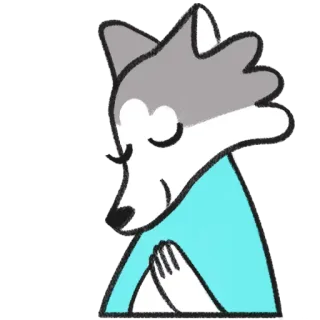 😌 8ef7fe34 loup, animal, dessin animé, mignon, gris, illustration, personnage, art numérique whatsapp sticker