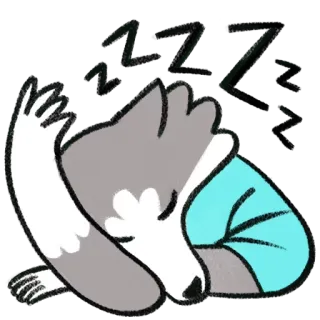 😴 ad21bae6 loup, dormir, dessin animé, animal, mignon, gris, t-shirt whatsapp sticker