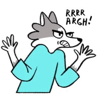 😡 fc15011c loup, en colère, dessin animé, animal, personnage, frustré whatsapp sticker