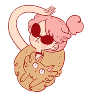 😎 31e1a27b 여자, 만화, 고양이, 분홍 머리, 선글라스, 귀여운 telegram sticker