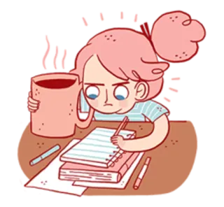 😓 62b25915 소녀, 글쓰기, 공부, 커피, 노트, 학생, 귀여운 telegram sticker