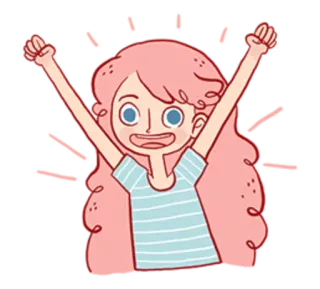 🙌 a656f2dd 만화, 여자, 분홍 머리, 신남, 축하 telegram sticker