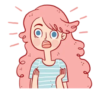 😯 bf5d9122 만화, 충격, 여자, 분홍 머리, 파란 눈, 놀람, 걱정 telegram sticker