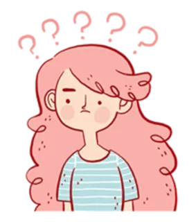 ❓ c1f7c054 물음표, 혼란, 여자, 분홍 머리, 만화, 불확실 telegram sticker