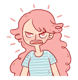 😦 e4f10b4b 화난, 불쾌한, 만화, 표정, 분홍 머리, 좌절한 telegram sticker