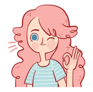 👌 e69d53d4 만화, 여자, 분홍 머리, 윙크, OK 제스처, 귀여운, 스티커 telegram sticker