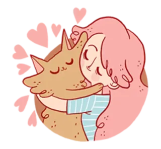 😽 ea88a5f3 개, 포옹, 소녀, 사랑, 애완동물, 우정, 애정 telegram sticker