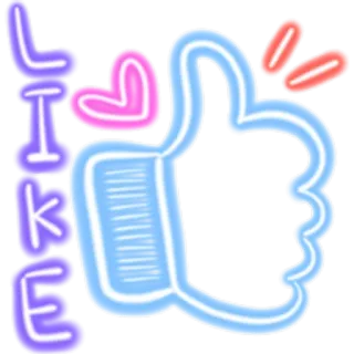 👍 37883941 LIKE 좋아요, 엄지척, 긍정, 승인, 하트, 네온 telegram sticker