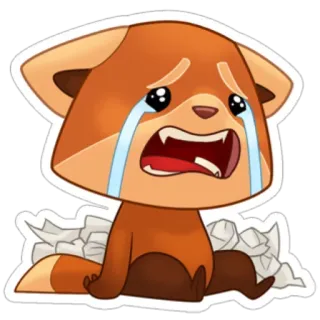 😭 96b09836 panda rosso, triste, piangente, cartone animato, adesivo, animale telegram sticker