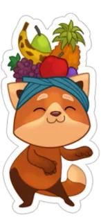 😊 cd3f5156 volpe, frutta, adesivo, cartone animato, animale telegram sticker