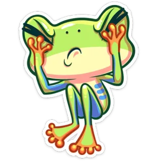 🙈 7f234b83 カエル, アニメ, かわいい, 動物, 緑, ステッカー telegram sticker