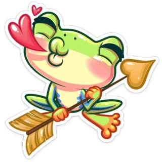 😘 82258cee カエル, 矢印, ハート, 愛, 漫画, 動物, 可愛い, キス telegram sticker