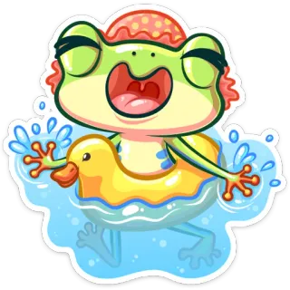 🏊‍♂ d40a0994 カエル, 水泳, アヒル, ラバーダック, プール, 漫画, かわいい telegram sticker