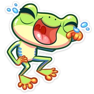 😂 da9ee87e カエル, 笑う, 泣く, 漫画, ステッカー, 感情 telegram sticker