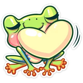 ❤️ f7ff6f91 カエル, ハート, 愛, かわいい, 動物, 漫画, ステッカー telegram sticker