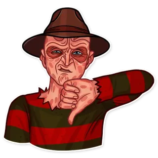 👎 de929eda Freddy Krueger A Nightmare on Elm Street horror, movie, freddy krueger, nightmare on elm street, villain, thumbs down telegram sticker
