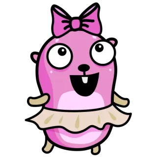 💃 414bcfb3 binatang, merah muda, pita, imut, kartun, tari whatsapp sticker