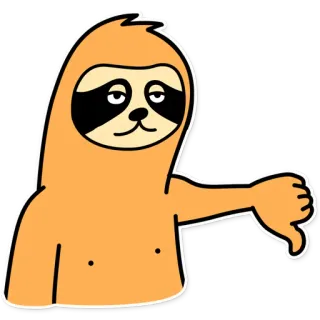👎 b38bd27f preguiça, polegar para baixo, desgostar, desenho animado, animal, negativo, ilustração whatsapp sticker