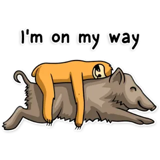 🏃‍♂️ da8f8205 I'm on my way bicho-preguiça, javali, animais, desenho animado, a caminho, engraçado whatsapp sticker