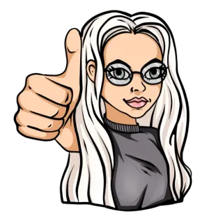 👍 3d4468e1 женщина, девушка, мультфильм, большой палец вверх, позитив, очки, одобрение, жест whatsapp sticker