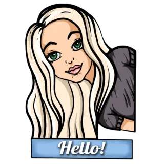 👋 efdd57c4 Hello! мультфильм, девочка, привет, приветствие, блондинка, дружелюбный whatsapp sticker