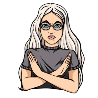 🙅‍♀️ f2597313 женщина, скрещенные руки, отрицательный, отказ, персонаж, мультфильм, иллюстрация, очки whatsapp sticker