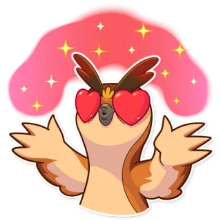 😍 fee2d2d5 owl, cartoon, cute, love, heart, wings telegram sticker