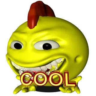 👮 5ae36115 COOL cool, emoji, drôle, jaune, mème, texte telegram sticker