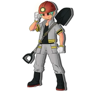 ⛏ a9c66721 mineur, pelle, casque, dessin animé, personnage telegram sticker