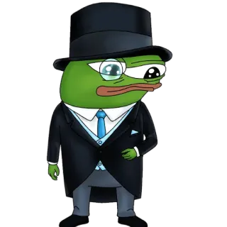 🎩 0cf2fdad Pepe the Frog ペペ, カエル, ミーム, シルクハット, モノクル, おしゃれ telegram sticker
