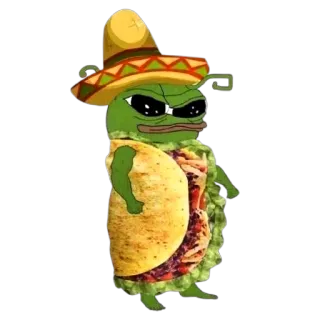 🌮 2e98b040 Pepe the Frog ペペ, カエル, メキシコ, タコス, ソンブレロ, ミーム telegram sticker