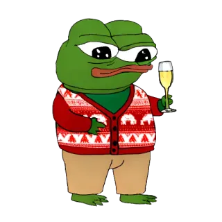 🥂 4012bd8c Pepe the Frog ペペ, カエル, ミーム, セーター, 飲み物, クリスマス telegram sticker